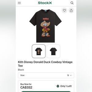 NWT KITH DISNEY Black Graphic T-Shirt DONALD DUCK